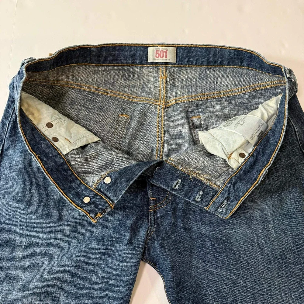 Levis 501 Original Mens Straight Leg Button Fly Jeans Medium Wash Blue 36x34